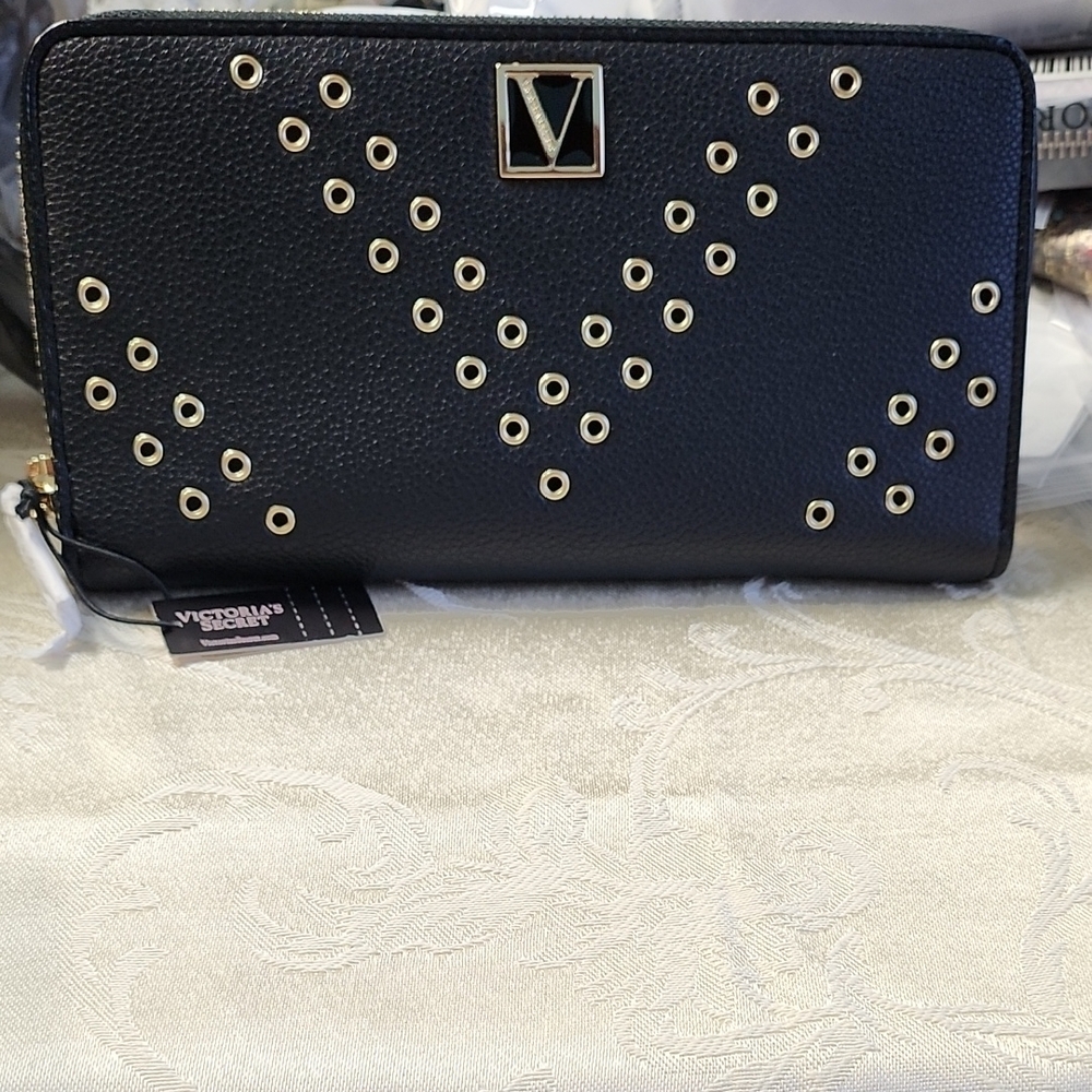 Victoria's Secret Black Wallet with Gold Accents! BRAND NEW! - Picture 1 of 2